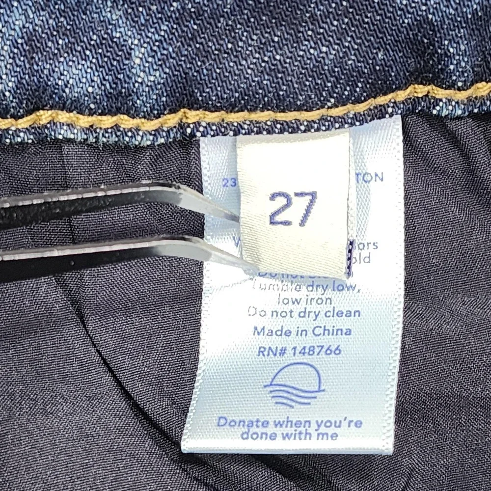 NEW Oliver Logan Jeans Womens 4/27 Blue Crosby Relaxed Taper Raw Hem Stretch - Picture 7 of 13